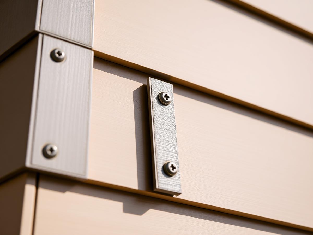 Close-up of metal siding panels and trim